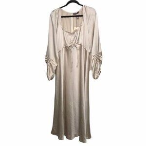 AlexaChung Phoenix Champagne Satin Empire Midi Dress NWT Size 12